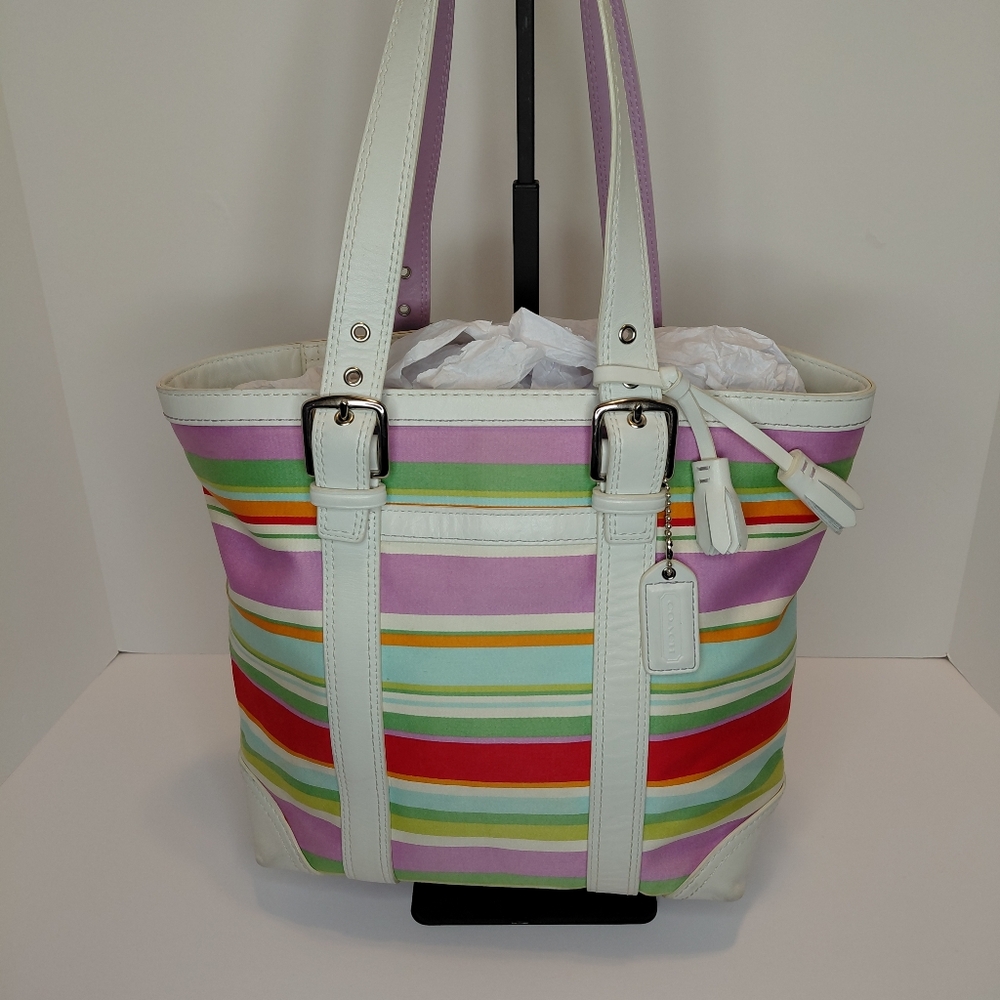 Coach Hampton Multicolor Striped Tote Bag - Picture 15 of 15